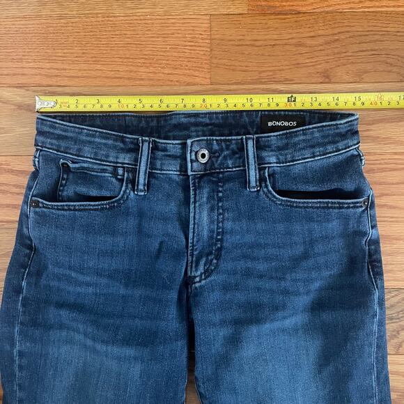 Bonobos Mens Jeans W29 L32 Blue Dark Wash Straight Leg Classic Denim Pants Basic - Picture 6 of 8